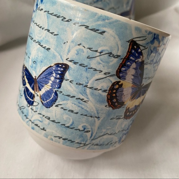 Set Of 2 Let’s Dine Stackable Mugs With Butterfly Design - Picture 4 of 6